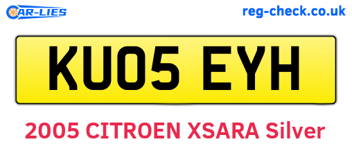 KU05EYH are the vehicle registration plates.