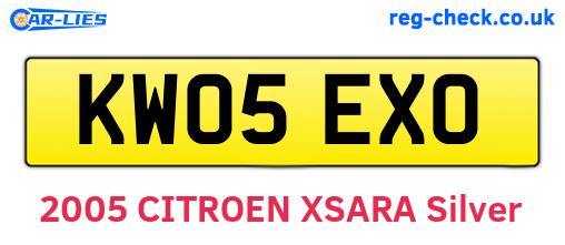 KW05EXO are the vehicle registration plates.