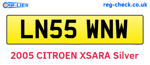 LN55WNW are the vehicle registration plates.