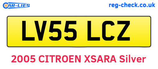 LV55LCZ are the vehicle registration plates.