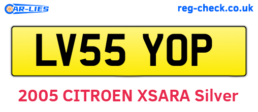LV55YOP are the vehicle registration plates.