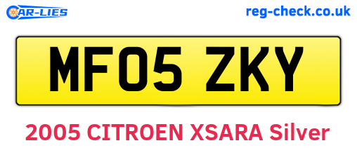 MF05ZKY are the vehicle registration plates.