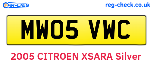 MW05VWC are the vehicle registration plates.