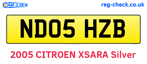 ND05HZB are the vehicle registration plates.