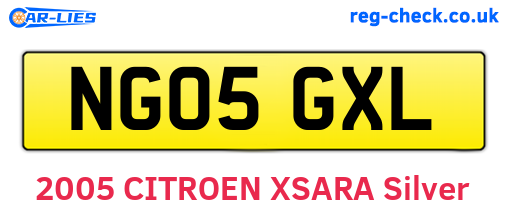 NG05GXL are the vehicle registration plates.