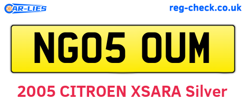 NG05OUM are the vehicle registration plates.