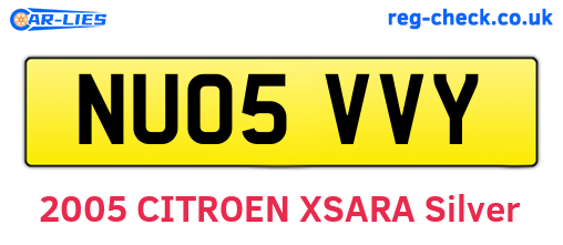 NU05VVY are the vehicle registration plates.