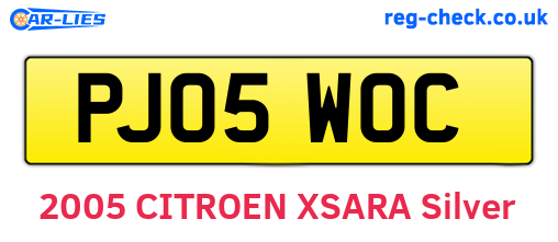 PJ05WOC are the vehicle registration plates.