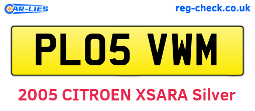 PL05VWM are the vehicle registration plates.
