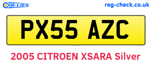 PX55AZC are the vehicle registration plates.