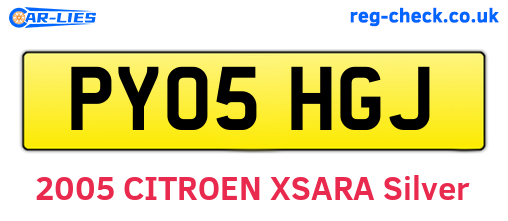 PY05HGJ are the vehicle registration plates.