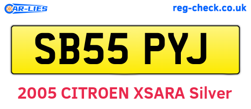 SB55PYJ are the vehicle registration plates.