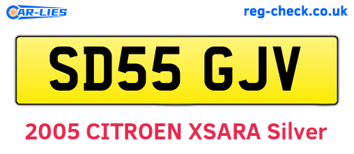 SD55GJV are the vehicle registration plates.