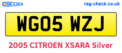 WG05WZJ are the vehicle registration plates.