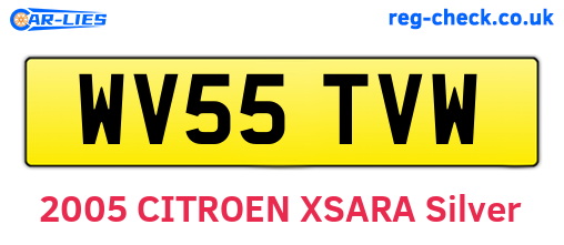 WV55TVW are the vehicle registration plates.