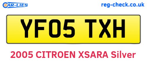 YF05TXH are the vehicle registration plates.