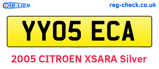 YY05ECA are the vehicle registration plates.