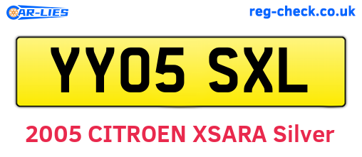 YY05SXL are the vehicle registration plates.