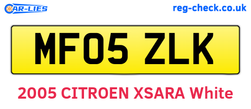 MF05ZLK are the vehicle registration plates.