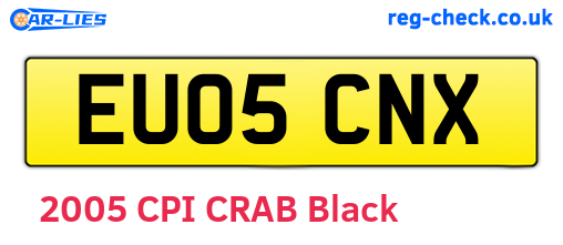 EU05CNX are the vehicle registration plates.
