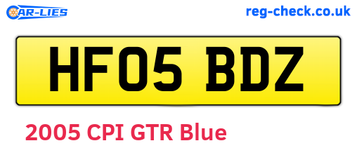 HF05BDZ are the vehicle registration plates.