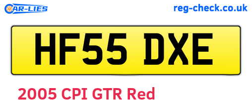 HF55DXE are the vehicle registration plates.