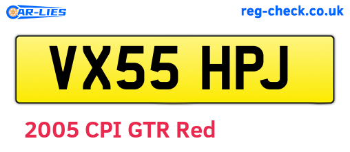 VX55HPJ are the vehicle registration plates.