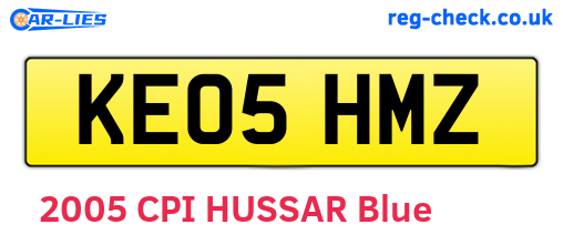 KE05HMZ are the vehicle registration plates.