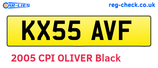 KX55AVF are the vehicle registration plates.