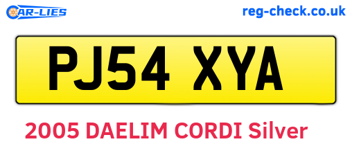PJ54XYA are the vehicle registration plates.