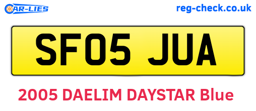 SF05JUA are the vehicle registration plates.