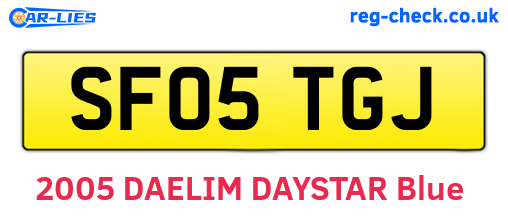 SF05TGJ are the vehicle registration plates.