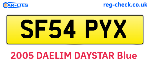 SF54PYX are the vehicle registration plates.