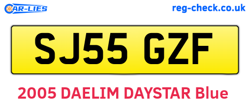 SJ55GZF are the vehicle registration plates.