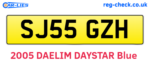 SJ55GZH are the vehicle registration plates.