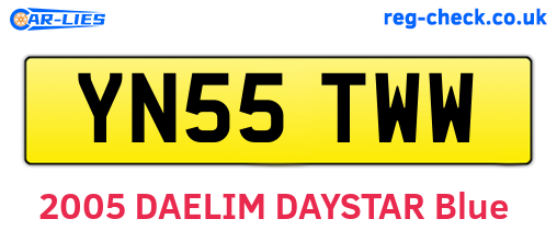 YN55TWW are the vehicle registration plates.