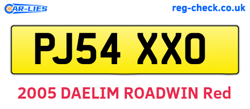 PJ54XXO are the vehicle registration plates.
