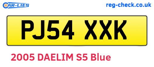 PJ54XXK are the vehicle registration plates.
