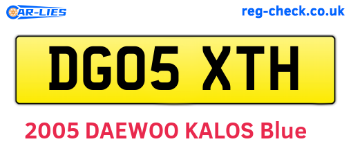 DG05XTH are the vehicle registration plates.