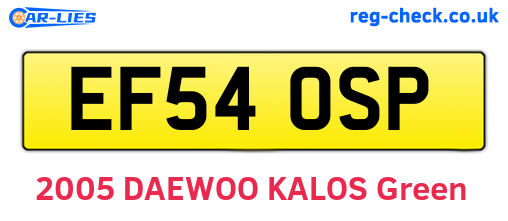 EF54OSP are the vehicle registration plates.