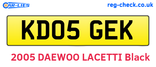 KD05GEK are the vehicle registration plates.