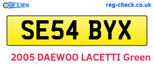 SE54BYX are the vehicle registration plates.