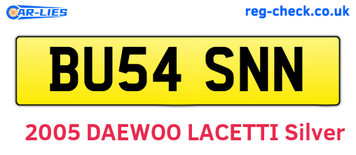BU54SNN are the vehicle registration plates.