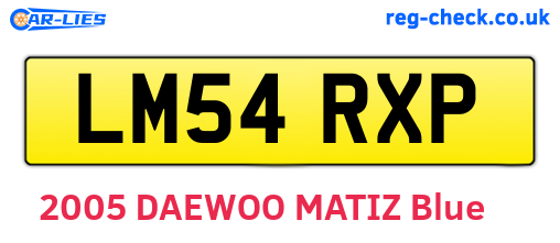 LM54RXP are the vehicle registration plates.