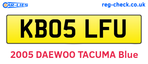 KB05LFU are the vehicle registration plates.