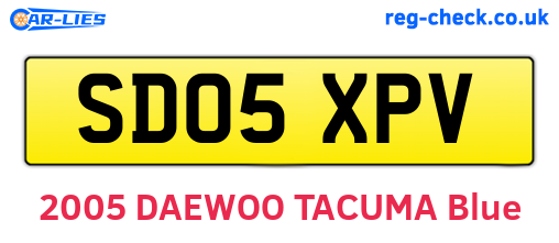 SD05XPV are the vehicle registration plates.