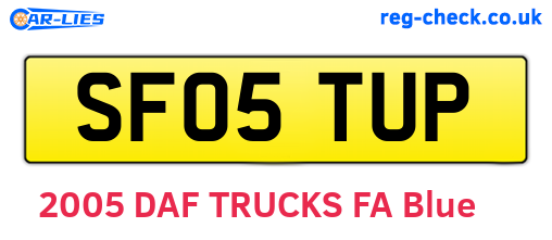 SF05TUP are the vehicle registration plates.