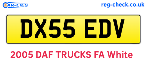 DX55EDV are the vehicle registration plates.