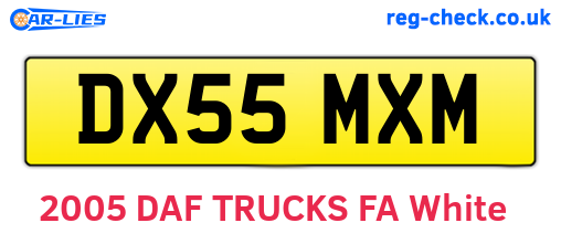 DX55MXM are the vehicle registration plates.