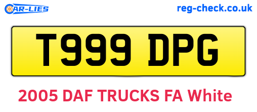T999DPG are the vehicle registration plates.